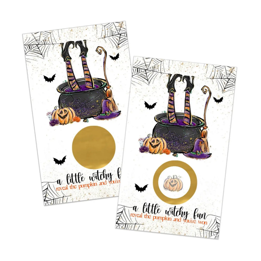 Witchy Fun Scratch Off Cards Halloween Party Games for Baby Shower, Wedding, Adults, Pumpkin Raffle Tickets, Witch Wedding Favors, 30 Pack