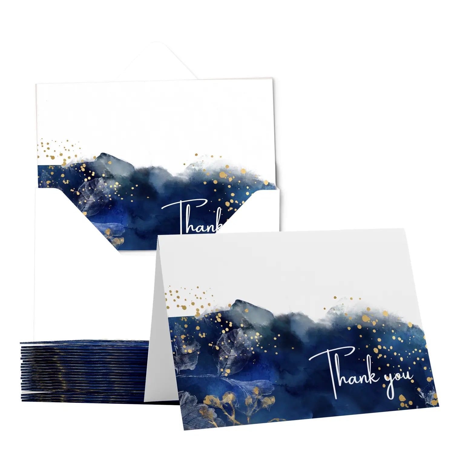 25-pack blue watercolor thank you cards - elegant notecards for weddings bridal showers & special occasions