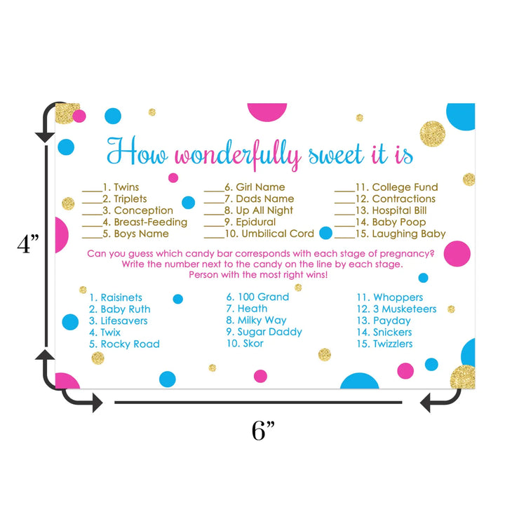 25-Card Gender Reveal Candy Guessing Game - Baby Shower Match Cards - Sprinkle Activity - Paper Clever Party