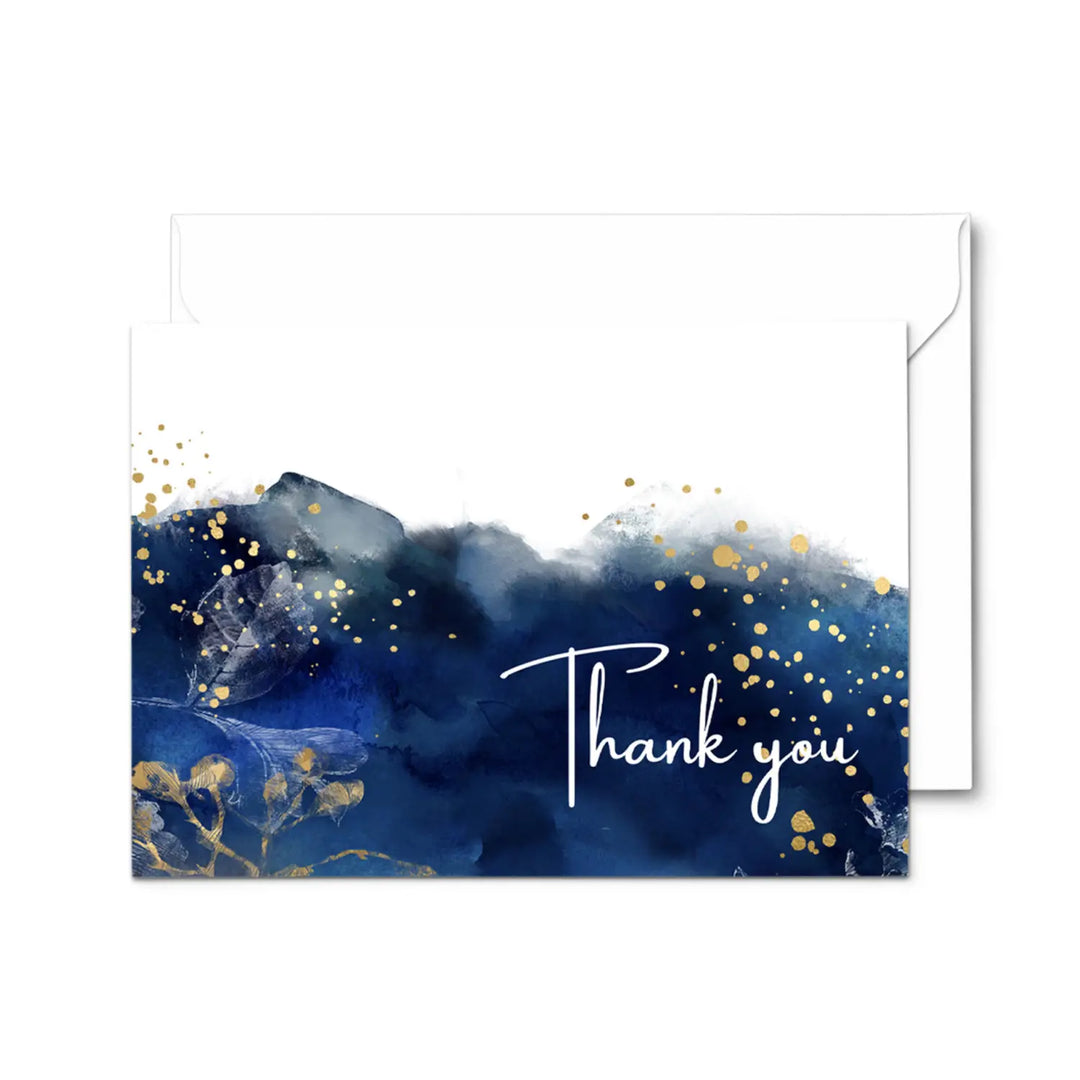 25-Pack Blue Watercolor Thank You Cards - Elegant Notecards for Weddings, Bridal Showers & Special Occasions with Envelopes - Paper Clever Party