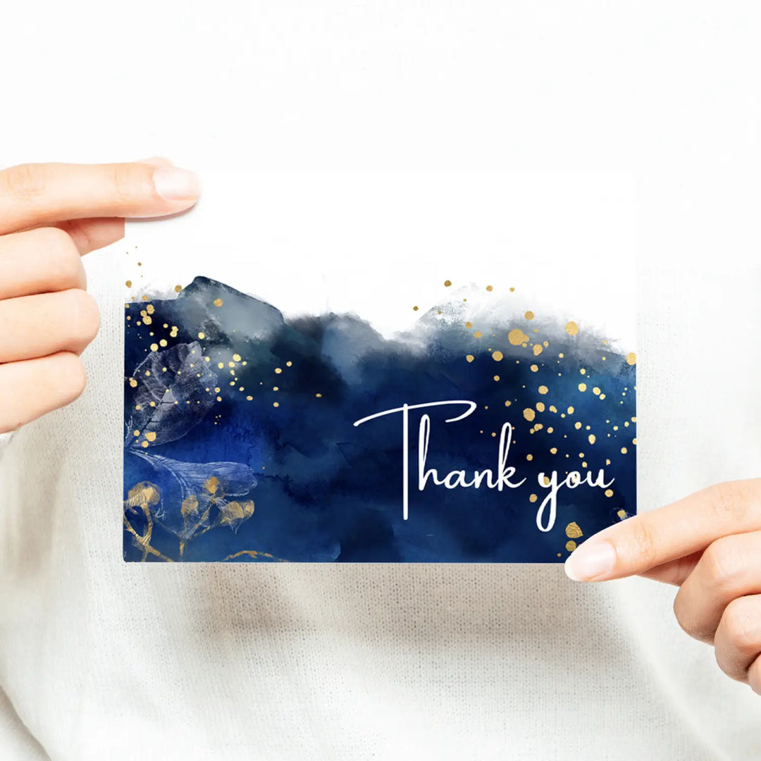 25-Pack Blue Watercolor Thank You Cards - Elegant Notecards for Weddings, Bridal Showers & Special Occasions with Envelopes - Paper Clever Party