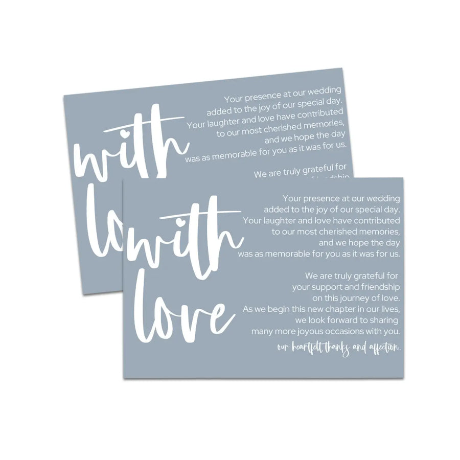 25-Pack Dusty Blue Reception Thank You Cards - 4x6 Wedding Table Favors - Paper Clever Party