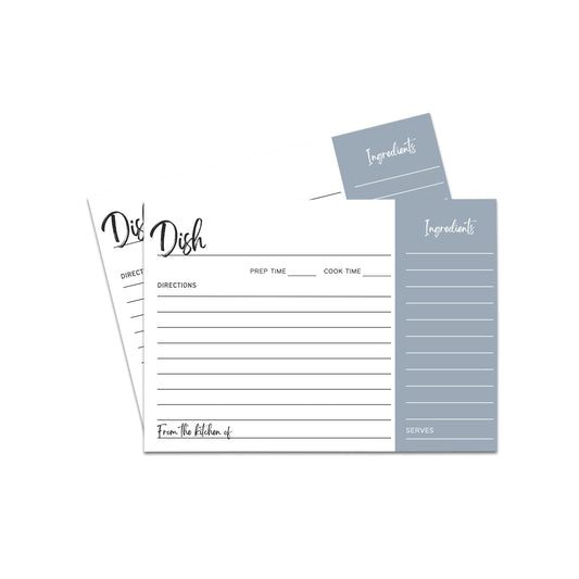 Elegant Denim Blue Recipe Cards - Perfect for Special Occasions - 4x6, 25 Pack