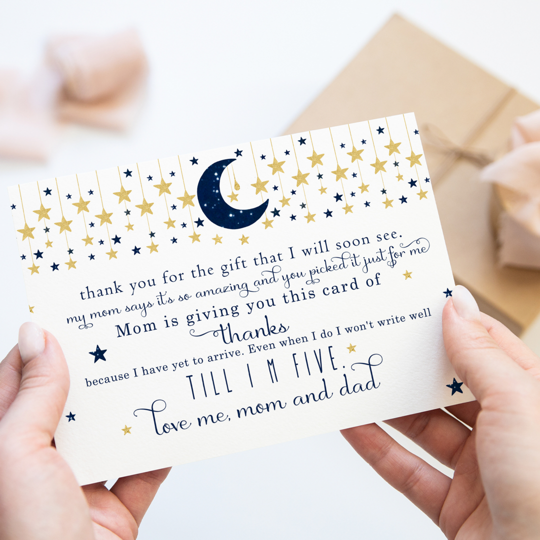 Twinkle Little Star Thank You Cards for Boys – Notecards with Envelopes (Pack of 25) - Paper Clever Party