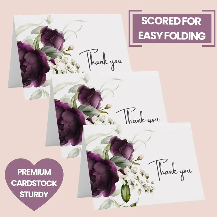 Purple passion thank you cards - 25 blank notecards set with envelopes for every occasion - office product