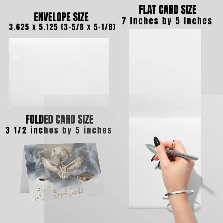 Magic owl thank you cards - enchanting 25-pack notecards set with envelopes for special events - office product