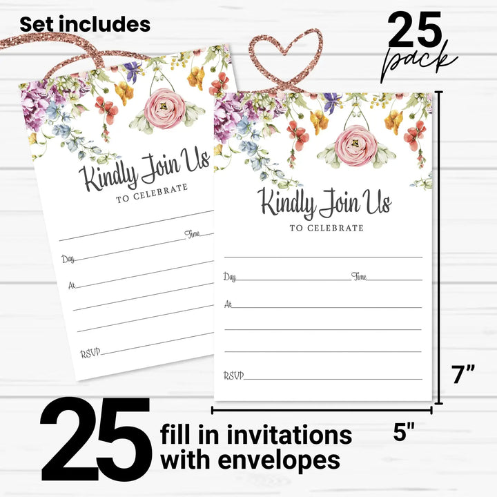 Meadow Floral Event Invites - 25ct, All-Occasion, 5x7