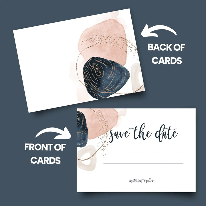 Navy & Pink Abstract Save the Date Cards (25 Pack) - Stylish Invitations for Special Events - 3.5x5