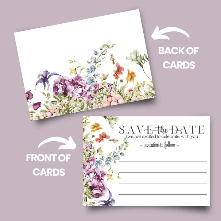 Rustic Wildflower Save the Date Cards (25 Pack) - Charming Invitations for All Occasions - 3.5x5