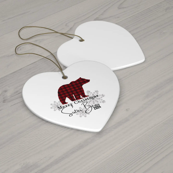 Brother bear lumberjack ceramic ornament 4 shapes - custom christmas decorations for a hip traditional or funky tree