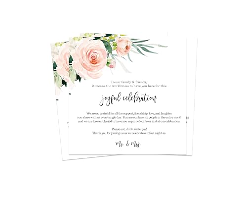 50-Pack Graceful Floral Thank You Cards - 4x4 Engagement Table Decor - Paper Clever Party