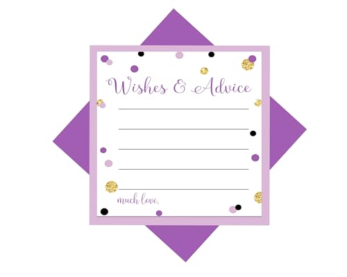 Bridal Shower Advice Cards - Elegant Purple & Gold - Paper Clever Party