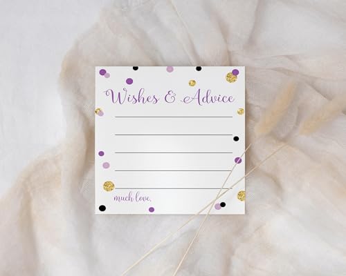 Bridal Shower Advice Cards - Elegant Purple & Gold - Paper Clever Party