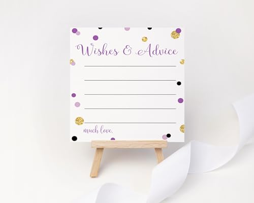 Bridal Shower Advice Cards - Elegant Purple & Gold - Paper Clever Party