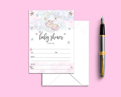 Girls Baby Shower, Blank 5x7 Invite Card Set, 25 PackPaper Clever Party