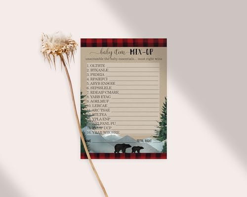 Lumberjack Baby Shower Game Word Scramble - Paper Clever Party