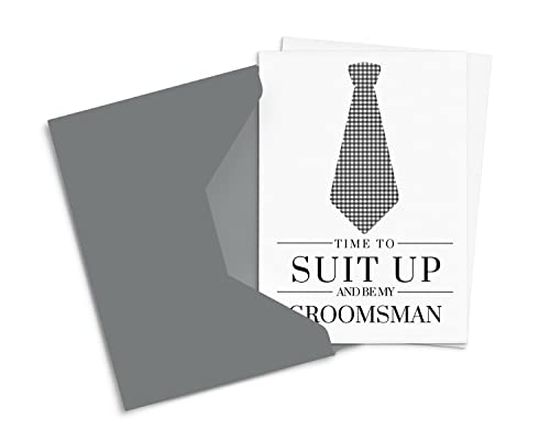 Rustic Tie Design Groomsmen Proposal Cards - 12-Pack with Grey Envelopes - Paper Clever Party