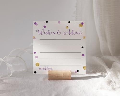 Bridal Shower Advice Cards - Elegant Purple & Gold - Paper Clever Party