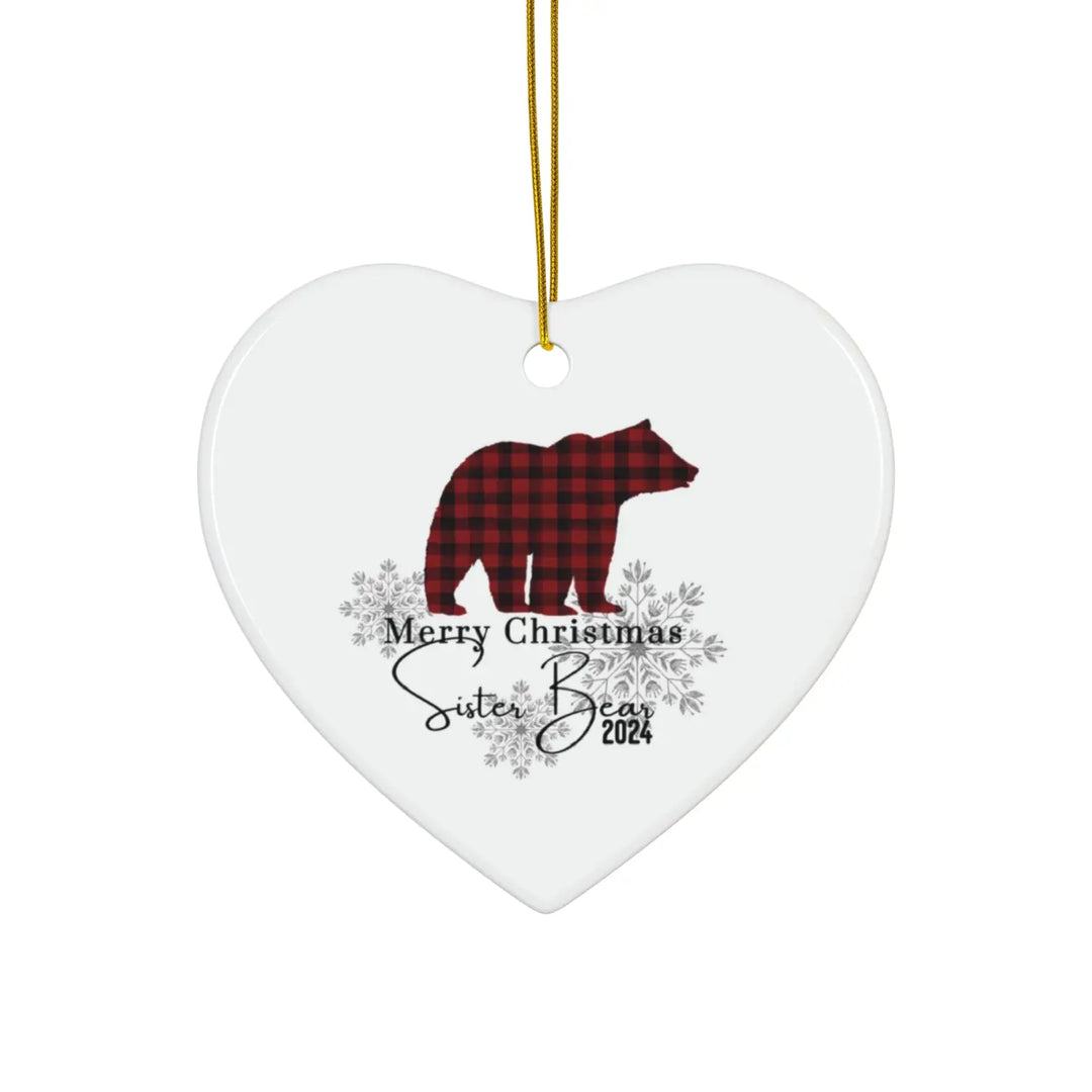 Brother bear lumberjack ceramic ornament 4 shapes - custom christmas decorations for a hip traditional or funky tree