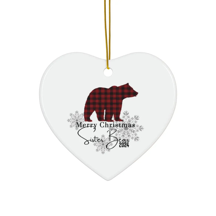Brother bear lumberjack ceramic ornament 4 shapes - custom christmas decorations for a hip traditional or funky tree