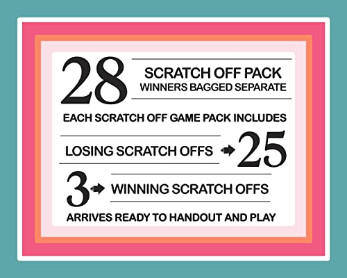 Purple Pop Baby Shower Scratch Off Game Cards (28 Pack) - Exciting Prize Drawings - Paper Clever Party