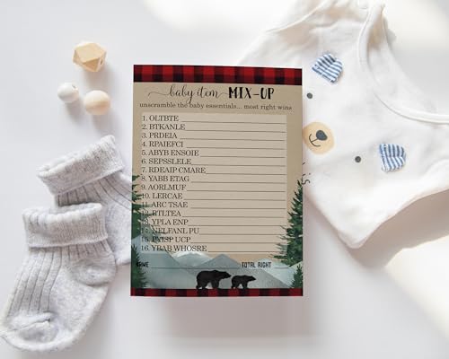 Lumberjack Baby Shower Game Word Scramble - Paper Clever Party