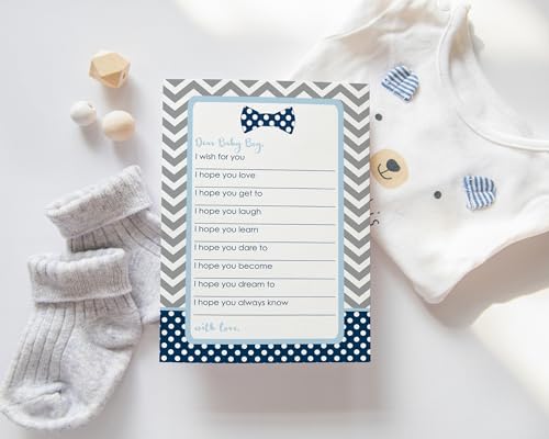 Bow Tie Wishes for Baby Shower Cards, 20 Pack - Paper Clever Party