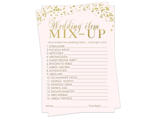 Pink and Gold Wedding Word Scramble Game