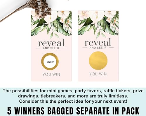 Cards (30 Pack) Blush Bridal Shower Games - Raffle Ticket Prize Drawings – Wedding Favors FloralPaper Clever Party