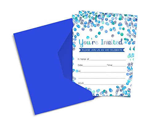 Boys Birthday, Baby Shower, Teens, Kids, Graduation, Blank Invite Cards 4x6 Set, 15 PackPaper Clever Party
