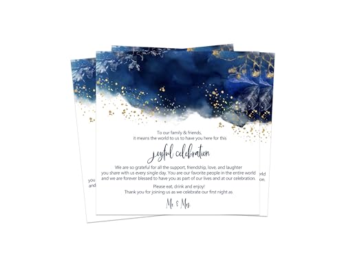 50-Pack Navy Watercolor Wedding Thank You Cards - 4x4 Reception Table Favors - Paper Clever Party