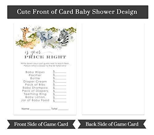 Price Game - Safari Theme Gender Neutral Guessing Activity Cards, 4x6 Inch, 25 Pack, Paper Clever PartyPaper Clever Party