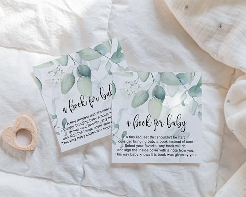 Greenery Books for Baby Shower Request Cards - Paper Clever Party