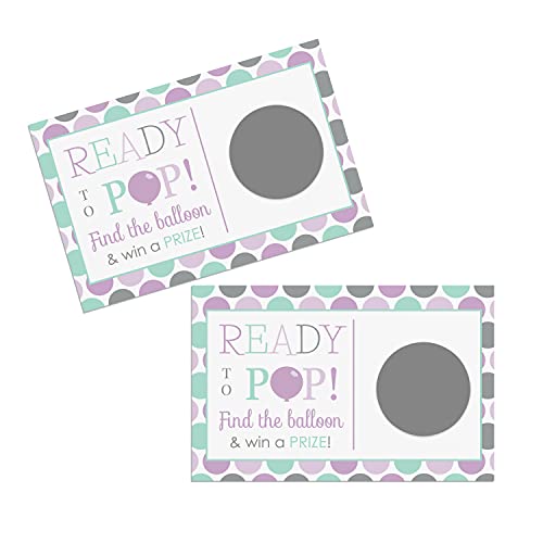 Purple Pop Baby Shower Scratch Off Game Cards (28 Pack) - Exciting Prize Drawings - Paper Clever Party