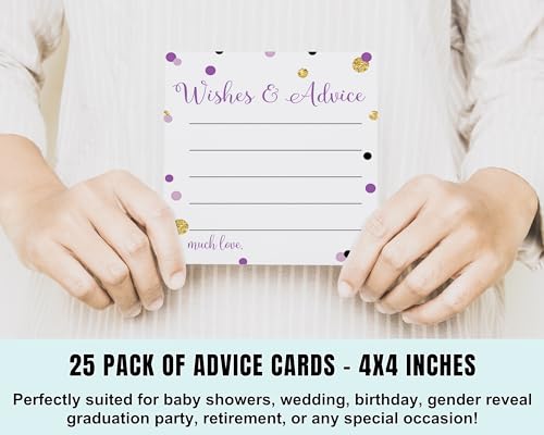 Bridal Shower Advice Cards - Elegant Purple & Gold - Paper Clever Party