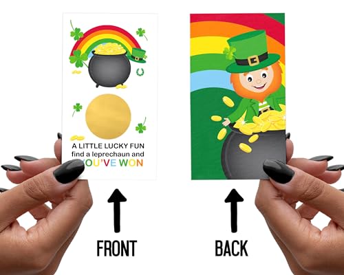 St. Patrick's Lucky Leprechaun Scratch Off Cards (30 Pack) - Fun Party Games with Shamrock Raffle Tickets - Paper Clever Party