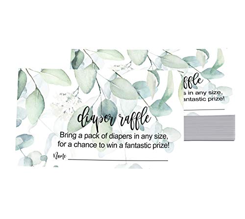 Greenery Diaper Raffle Tickets Invitation Insert Cards, 50 Pack - Paper Clever Party