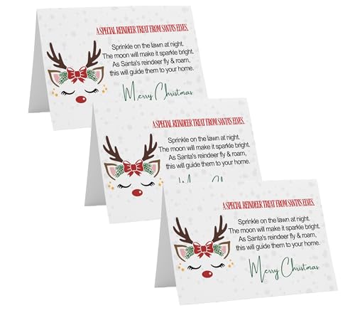 Magic Reindeer Food Gift Tags, Christmas Party Supplies, Kids Holiday Favors, Red and White Bag Labels, 16 Count - Paper Clever Party