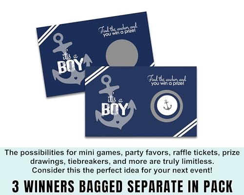 Game Cards (28 Pack) Anchor Scratcher Tickets Raffle Drawings, RevealPaper Clever Party