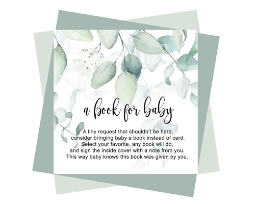 Greenery Books for Baby Shower Request Cards - Paper Clever Party