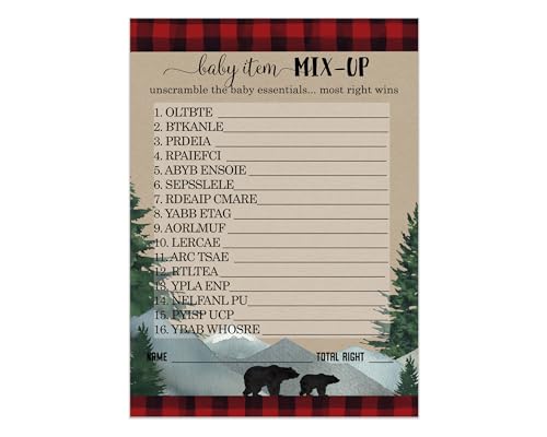 Lumberjack Baby Shower Game Word Scramble - Paper Clever Party