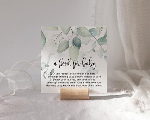 Greenery Books for Baby Shower Request Cards - Paper Clever Party