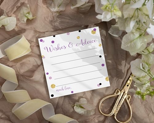 Bridal Shower Advice Cards - Elegant Purple & Gold - Paper Clever Party