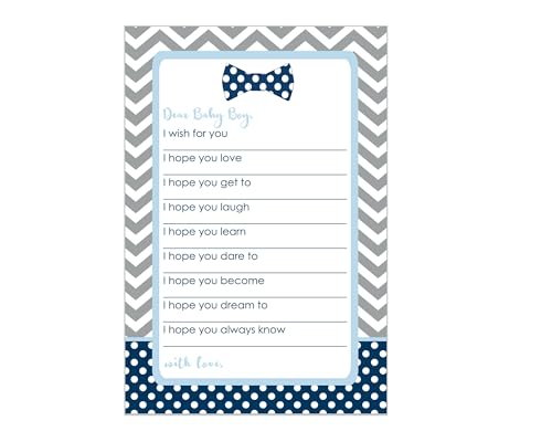 Bow Tie Wishes for Baby Shower Cards, 20 Pack - Paper Clever Party