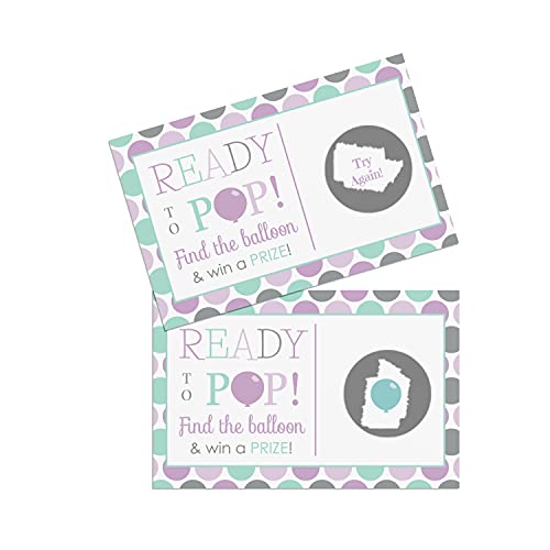 Purple Pop Baby Shower Scratch Off Game Cards (28 Pack) - Exciting Prize Drawings - Paper Clever Party