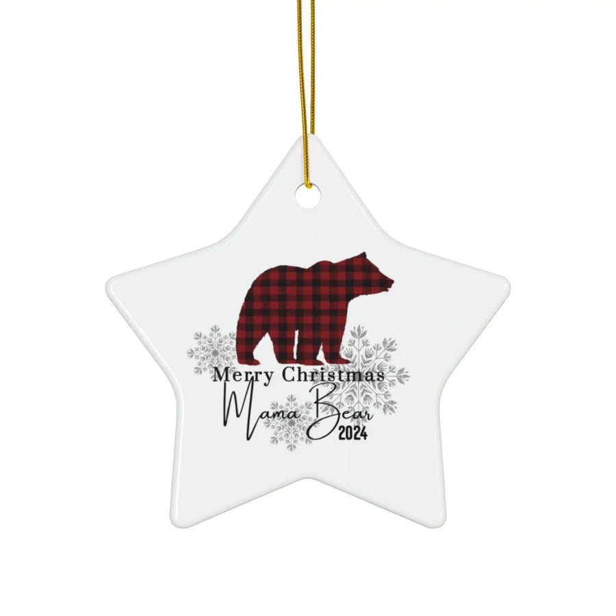 Ceramic ornaments lumberjack style christmas decor personalized xmas tree decoration 4 shapes heart star snowflake