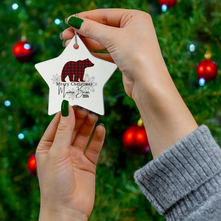 Ceramic ornaments lumberjack style christmas decor personalized xmas tree decoration 4 shapes heart star snowflake
