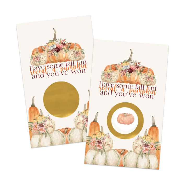 Rustic Pumpkin Scratch Off Cards, Thanksgiving Party Games for Adults, Fall Showers, Raffle Tickets, Friendsgiving Favors, 30 Pack