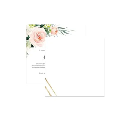 50-Pack Graceful Floral Thank You Cards - 4x4 Engagement Table Decor - Paper Clever Party