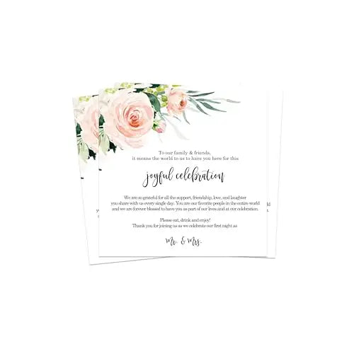 50-Pack Graceful Floral Thank You Cards - 4x4 Engagement Table Decor - Paper Clever Party